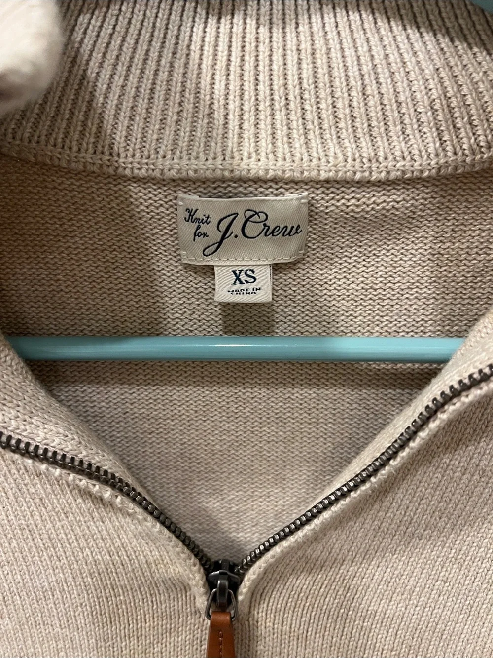 J. Crew Men's Quarter-Zip Sweater in Beige